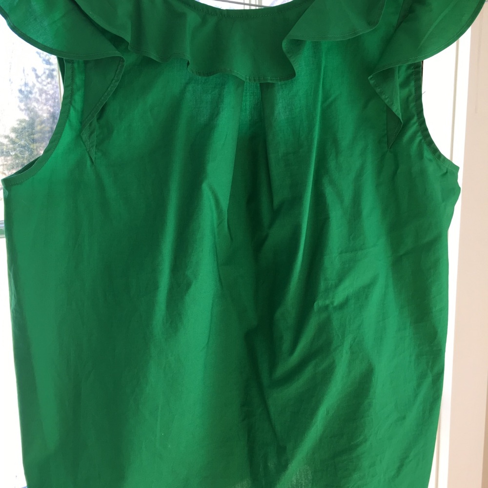 J crew green sleeveless ruffle top NWOT sz 8